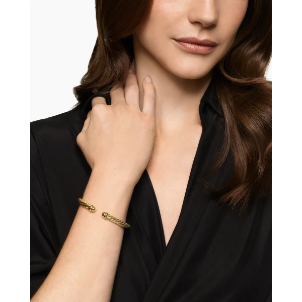 6mm in Gold – front view of authentic Cable Bracelets at Luxury Shoes |David Yurman Cablespira® Flex Bracelet in 18K Yellow Gold