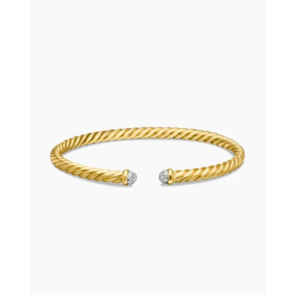 on-model styling shot|David Yurman Cablespira® Flex Bracelet in 18K Yellow Gold with Diamonds