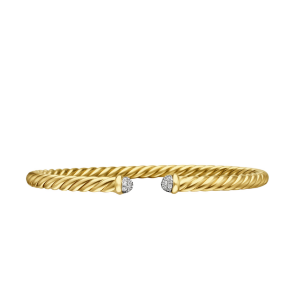 David Yurman Cablespira® Flex Bracelet in 18K Yellow Gold with Diamonds, 4mm