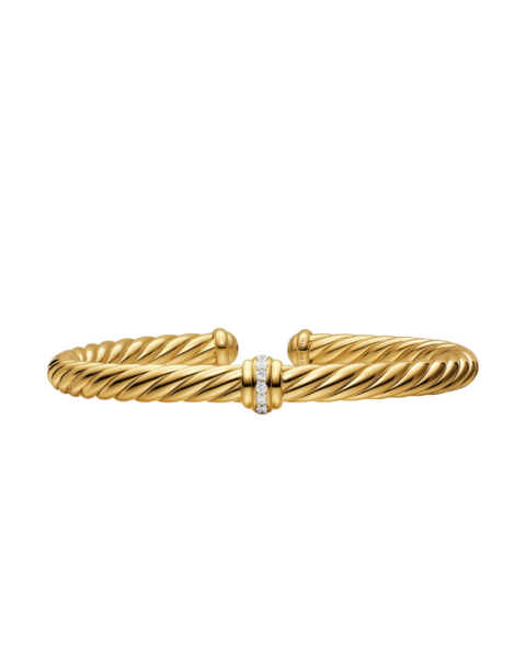 David Yurman Cablespira® Flex Center Station Bracelet in 18K Yellow Gold with Diamonds