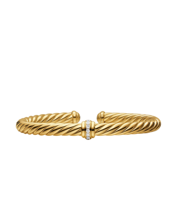 David Yurman Cablespira® Flex Center Station Bracelet in 18K Yellow Gold with Diamonds