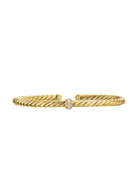 David Yurman Cablespira® Flex Station Bracelet in 18K Yellow Gold with Diamonds