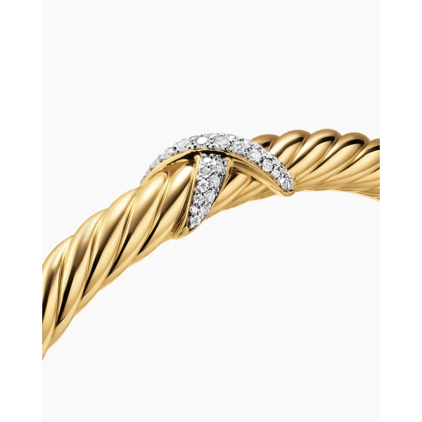 on-model styling shot|David Yurman Cablespira® Flex X Bracelet in 18K Yellow Gold with Diamonds