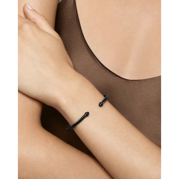 4mm in Black – front view of authentic Cable Bracelets at Luxury Shoes |David Yurman Classic Cable Bracelet in Black Aluminum