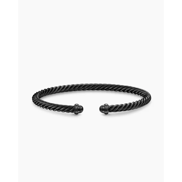 on-model styling shot|David Yurman Classic Cable Bracelet in Black Aluminum