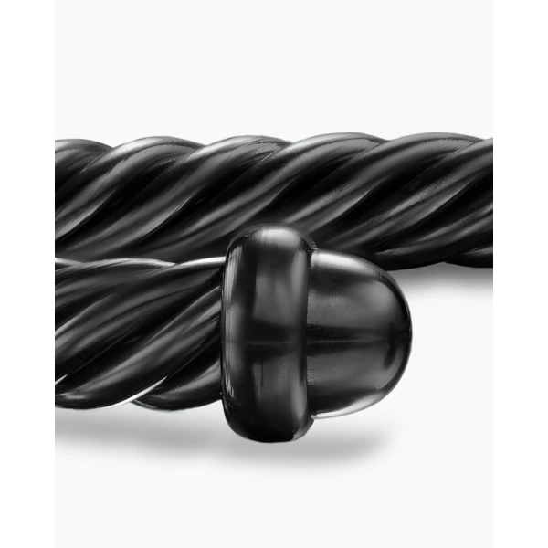 signature twisted-helix detail|David Yurman Classic Cable Bracelet in Black Aluminum