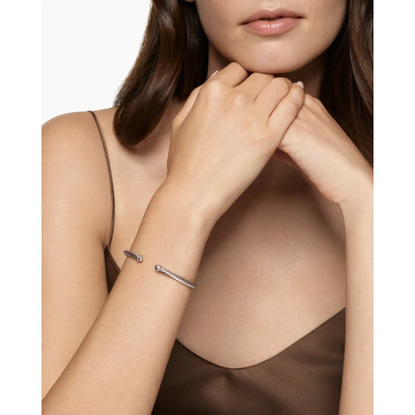4mm in Beige – front view of authentic Cable Bracelets at Luxury Shoes |David Yurman Classic Cable Bracelet in Sand Aluminum