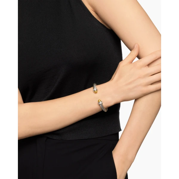 7mm in Silver – front view of authentic Cable Bracelets at Luxury Shoes |David Yurman Classic Cable Bracelet in Sterling Silver with 14K Yellow Gold Domes and Diamonds