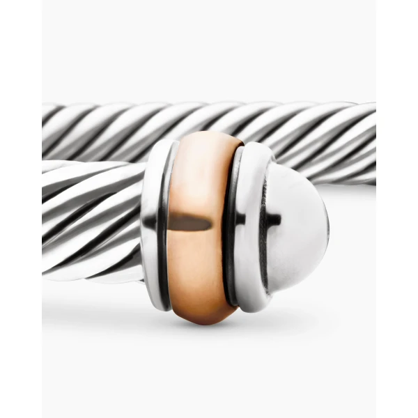signature twisted-helix detail|David Yurman Classic Cable Bracelet in Sterling Silver with 18K Rose Gold