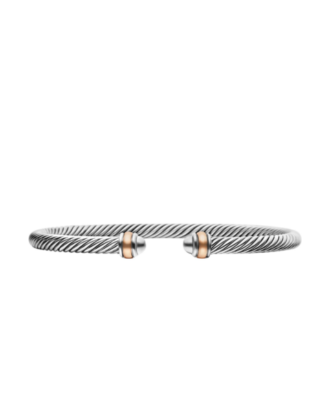 David Yurman Classic Cable Bracelet in Sterling Silver with 18K Rose Gold