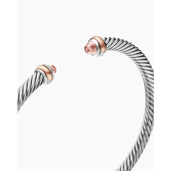 signature twisted-helix detail|David Yurman Classic Cable Bracelet in Sterling Silver with 18K Rose Gold and Morganite