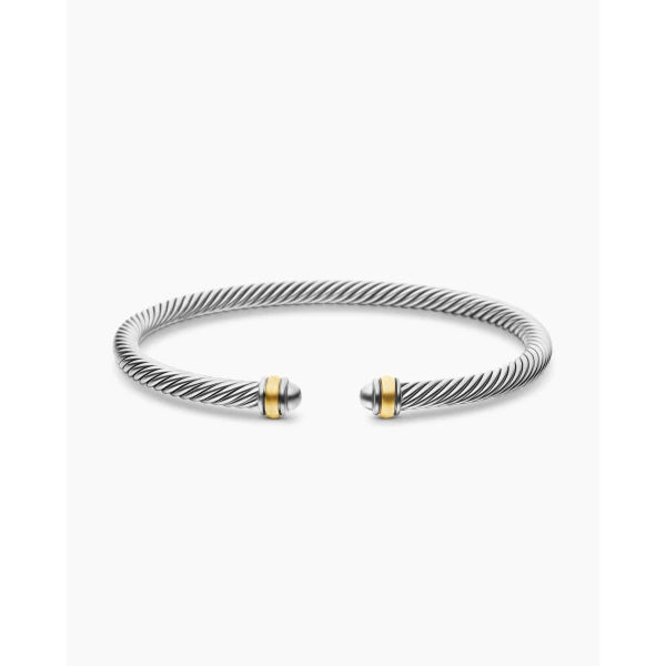 on-model styling shot|David Yurman Classic Cable Bracelet in Sterling Silver with 18K Yellow Gold