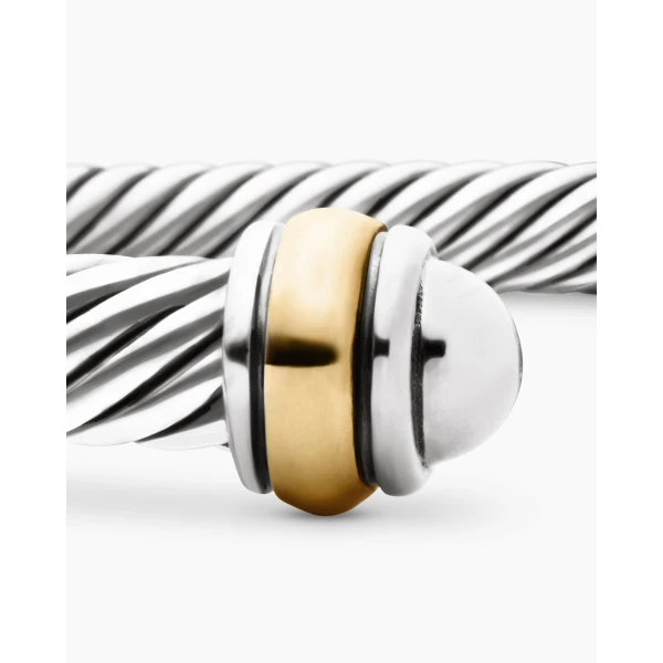 signature twisted-helix detail|David Yurman Classic Cable Bracelet in Sterling Silver with 18K Yellow Gold