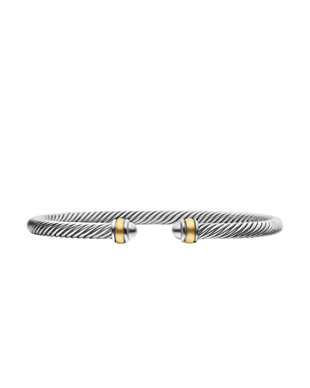 David Yurman Classic Cable Bracelet in Sterling Silver with 18K Yellow Gold