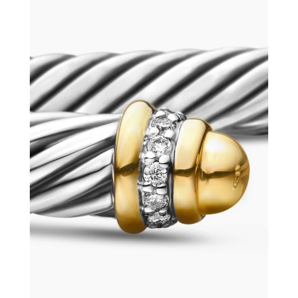 on-model styling shot|David Yurman Classic Cable Bracelet in Sterling Silver with 18K Yellow Gold