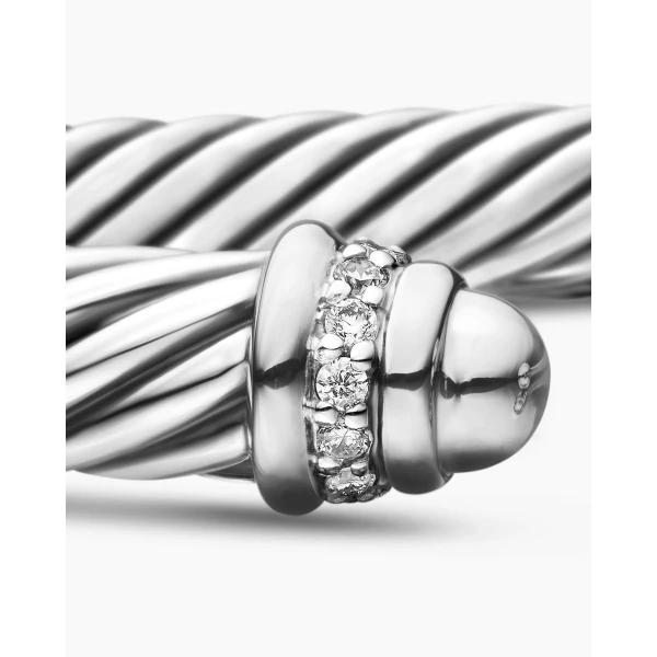 signature twisted-helix detail|David Yurman Classic Cable Bracelet in Sterling Silver with Diamonds