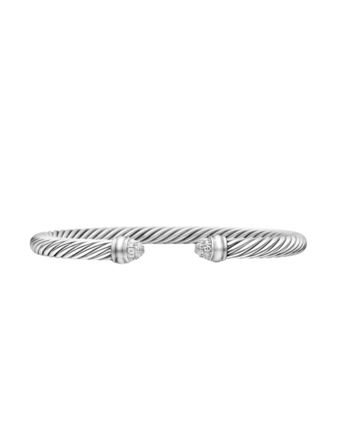 David Yurman Classic Cable Bracelet in Sterling Silver with Pavé Diamond Domes