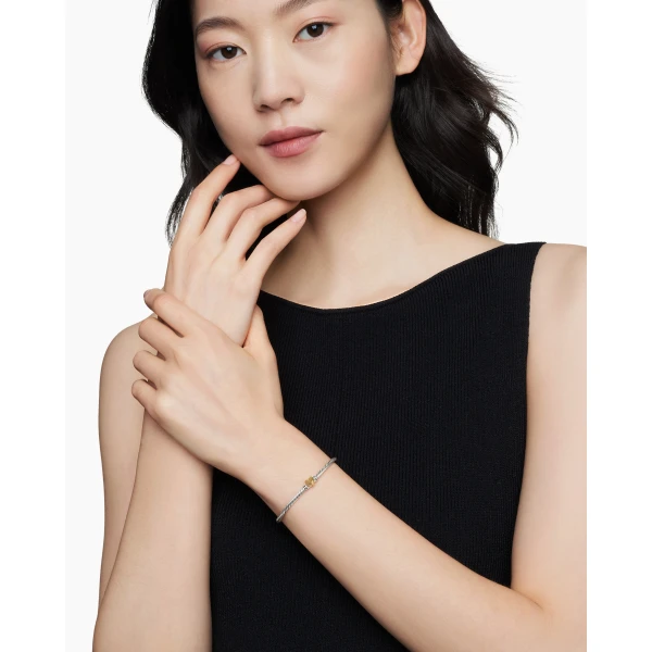 3mm in Gold – front view of authentic Cable Bracelets at Luxury Shoes |David Yurman Classic Cable Heart Station Bracelet in Sterling Silver with 18K Yellow Gold