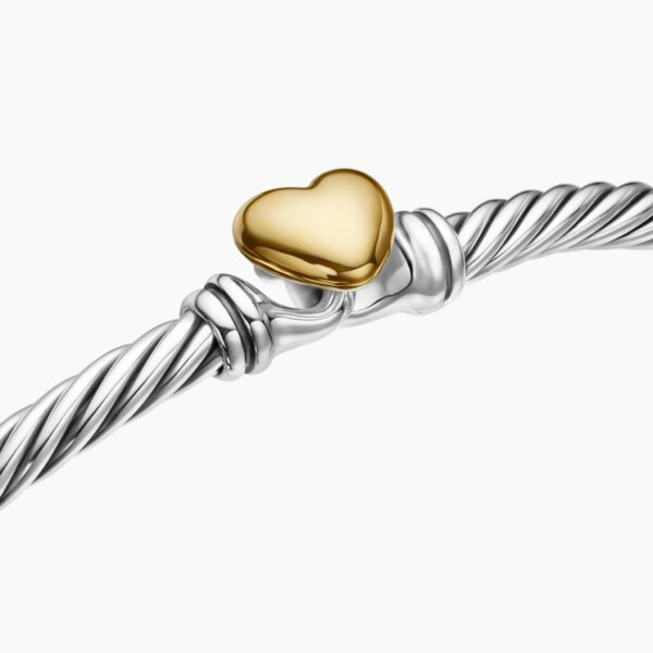 David Yurman Classic Cable Heart Station Bracelet in Sterling Silver with 18K Yellow Gold, 3mm, view 5