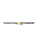 David Yurman Classic Cable Heart Station Bracelet in Sterling Silver with 18K Yellow Gold