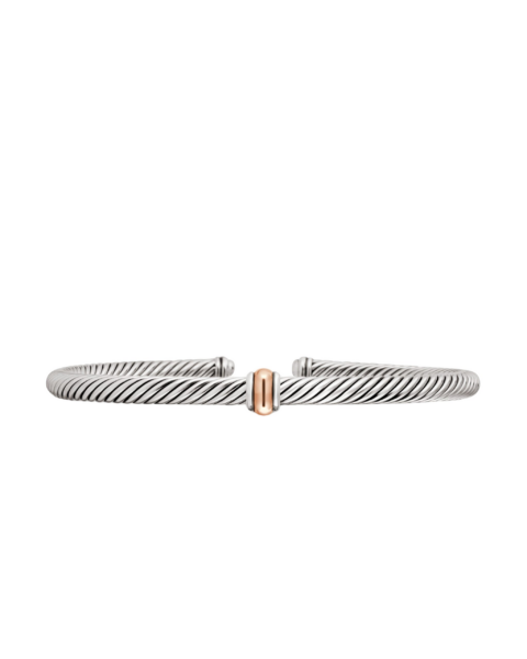 David Yurman Classic Cable Station Bracelet in Sterling Silver with 18K Rose Gold