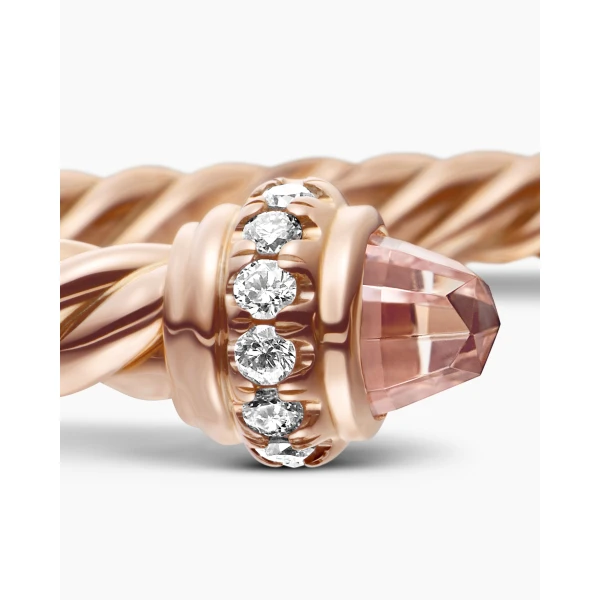 signature twisted-helix detail|David Yurman Classic Cablespira® Bracelet in 18K Rose Gold with Morganite and Diamonds