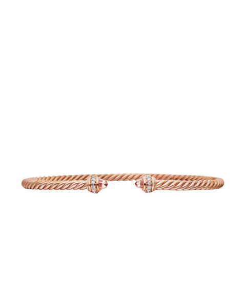 David Yurman Classic Cablespira® Bracelet in 18K Rose Gold with Morganite and Diamonds