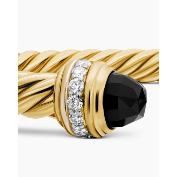 signature twisted-helix detail|David Yurman Classic Cablespira® Bracelet in 18K Yellow Gold with Black Onyx and Diamonds