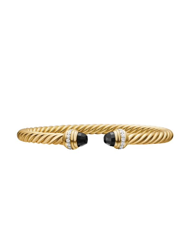 David Yurman Classic Cablespira® Bracelet in 18K Yellow Gold with Black Onyx and Diamonds