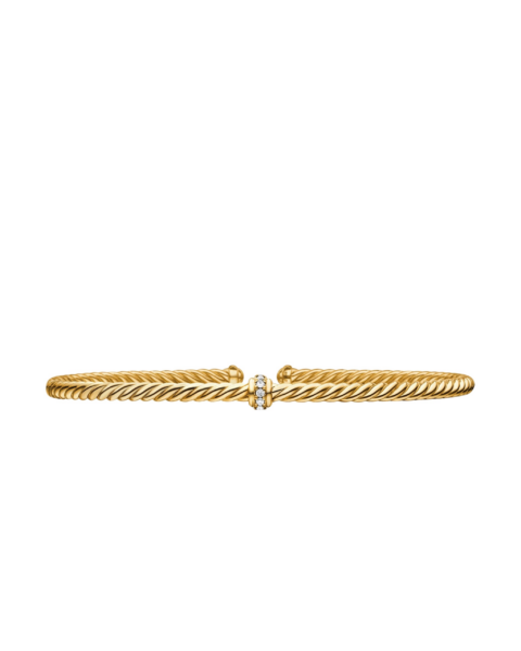 David Yurman Classic Cablespira® Station Bracelet in 18K Yellow Gold with Diamonds