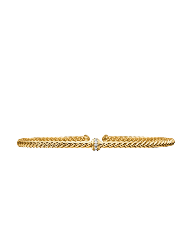 David Yurman Classic Cablespira® Station Bracelet in 18K Yellow Gold with Diamonds