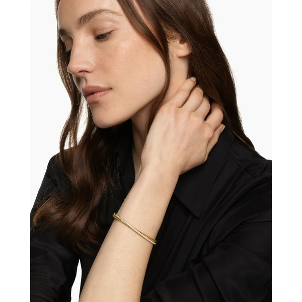 6mm in Gold – front view of authentic Bracelets at Luxury Shoes |David Yurman Crossover Two Row Bracelet in 18K Yellow Gold with Diamonds