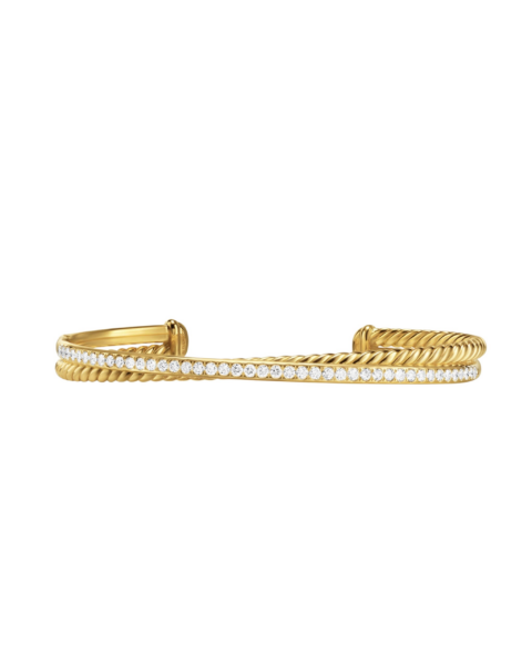David Yurman Crossover Two Row Bracelet in 18K Yellow Gold with Diamonds