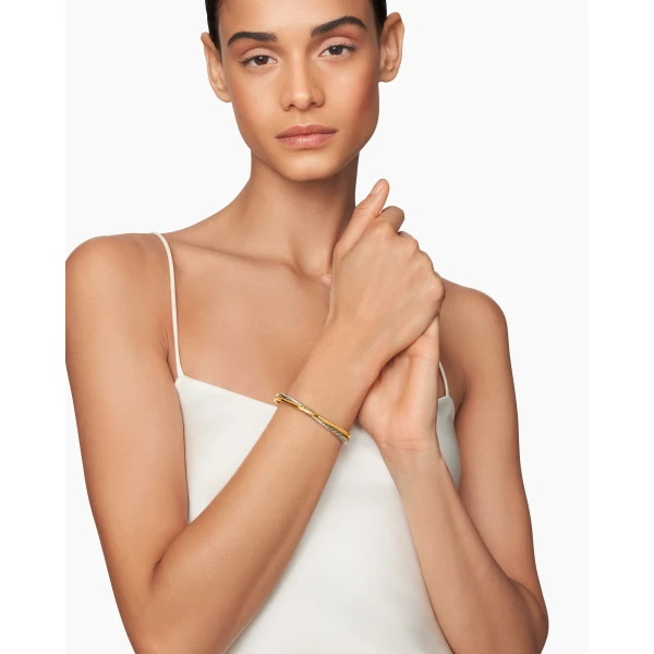 5mm in Gold – front view of authentic Cuff Bracelets at Luxury Shoes |David Yurman Crossover Two Row Cuff Bracelet in Sterling Silver with 18K Yellow Gold