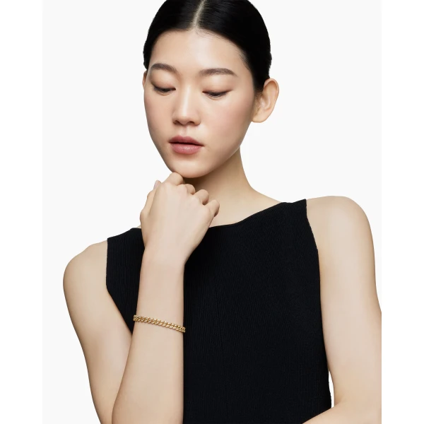 7mm in Gold – front view of authentic Chain Bracelets at Luxury Shoes |David Yurman Curb Chain Bracelet in 18K Yellow Gold with Diamonds
