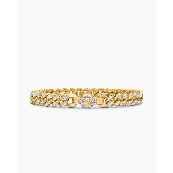 signature twisted-helix detail|David Yurman Curb Chain Bracelet in 18K Yellow Gold with Diamonds