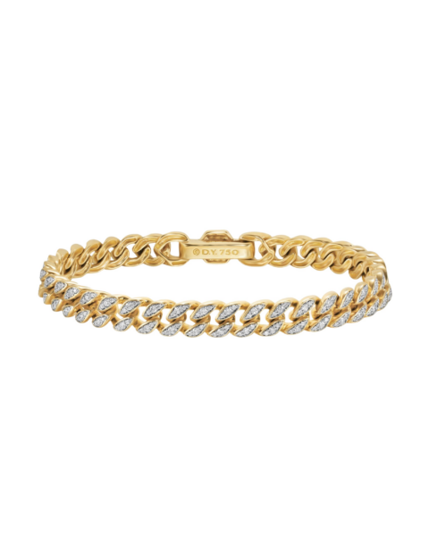 David Yurman Curb Chain Bracelet in 18K Yellow Gold with Diamonds