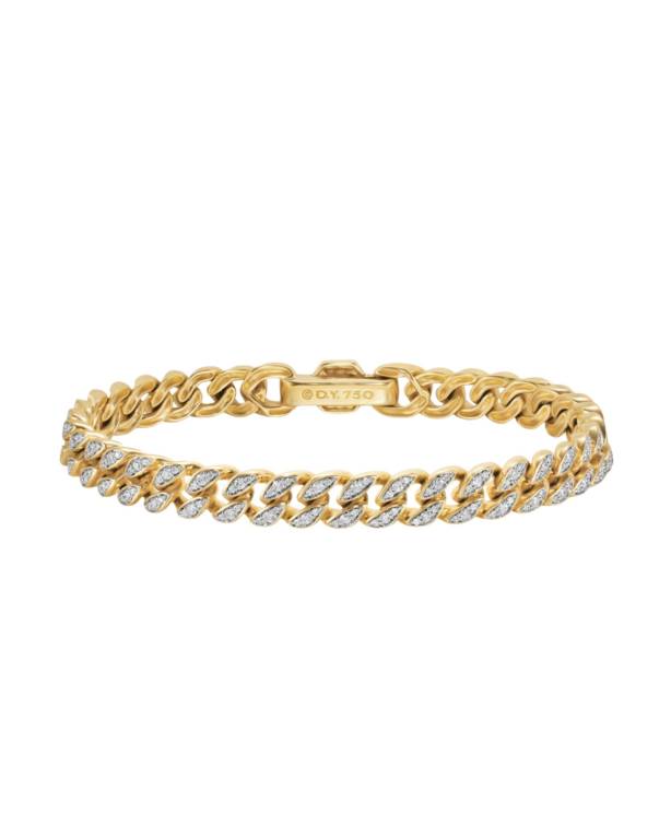 David Yurman Curb Chain Bracelet in 18K Yellow Gold with Diamonds
