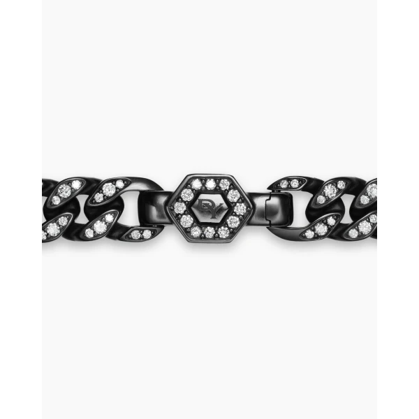 on-model styling shot|David Yurman Curb Chain Bracelet in Black Titanium with Diamonds