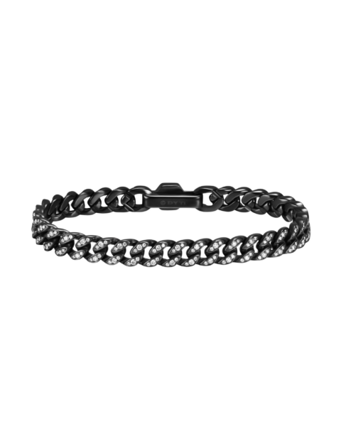 David Yurman Curb Chain Bracelet in Black Titanium with Diamonds