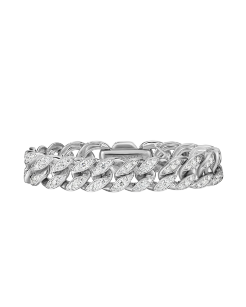 David Yurman Curb Chain Bracelet in Sterling Silver with Diamonds