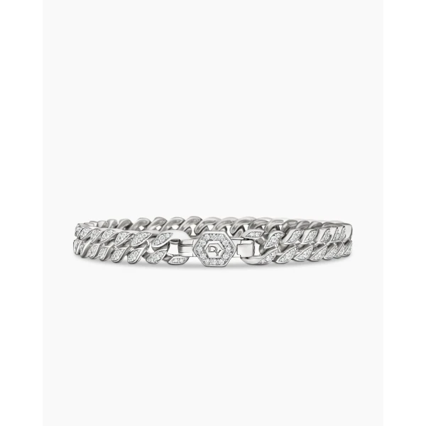 signature twisted-helix detail|David Yurman Curb Chain Bracelet in Sterling Silver with Diamonds