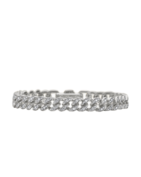 David Yurman Curb Chain Bracelet in Sterling Silver with Diamonds