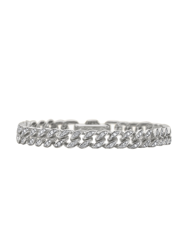 David Yurman Curb Chain Bracelet in Sterling Silver with Diamonds