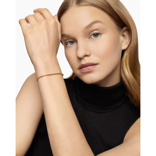 2.7mm in Gold – clasp and closure mechanism detail|David Yurman DY Bel Aire Box Chain Bracelet in 18K Yellow Gold