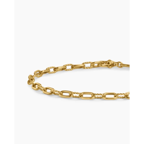 3mm – pavé setting and gemstone detail close-up|David Yurman DY Madison® Chain Bracelet in 18K Yellow Gold