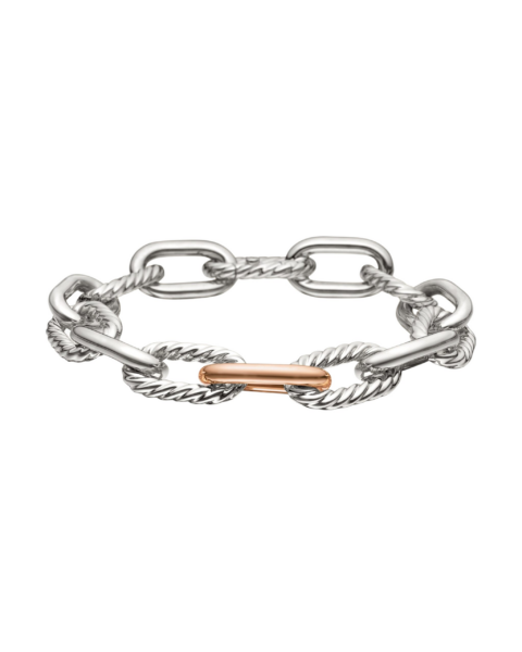 David Yurman DY Madison® Chain Bracelet in Sterling Silver with 18K Rose Gold