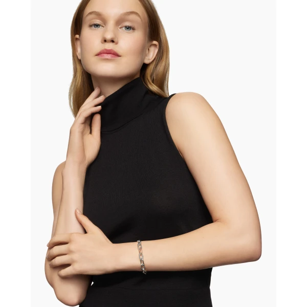 8.5mm in Silver – front view of authentic Chain Bracelets at Luxury Shoes |David Yurman DY Madison® Chain Bracelet in Sterling Silver with 18K Rose Gold