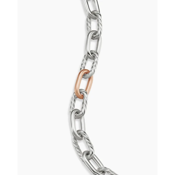 signature twisted-helix detail|David Yurman DY Madison® Chain Bracelet in Sterling Silver with 18K Rose Gold