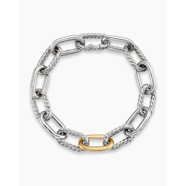on-model styling shot|David Yurman DY Madison® Chain Bracelet in Sterling Silver with 18K Yellow Gold